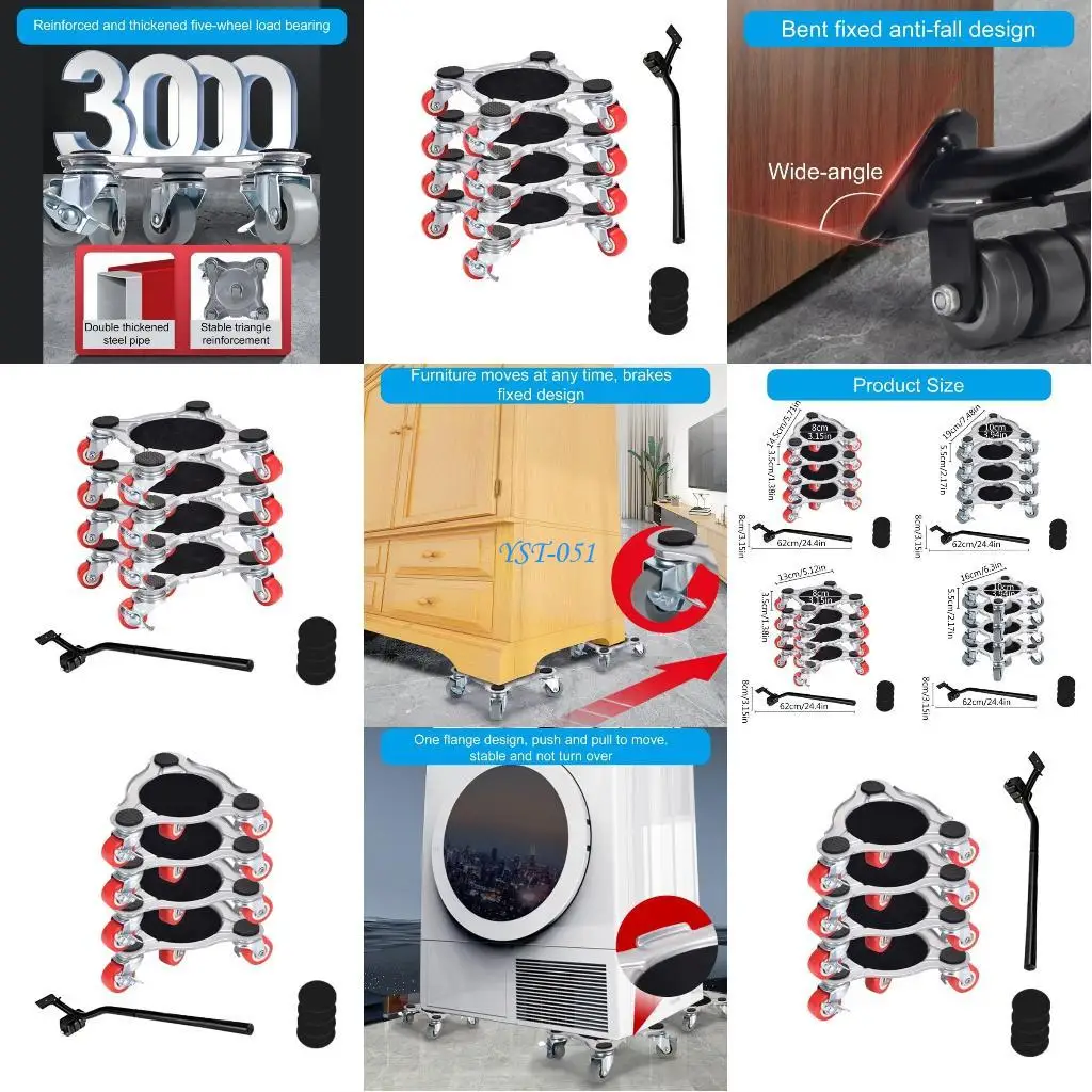 

E15A Furniture Moving Dollies with Secure Foot Brake & 1 Lifter set for Heavy Loads