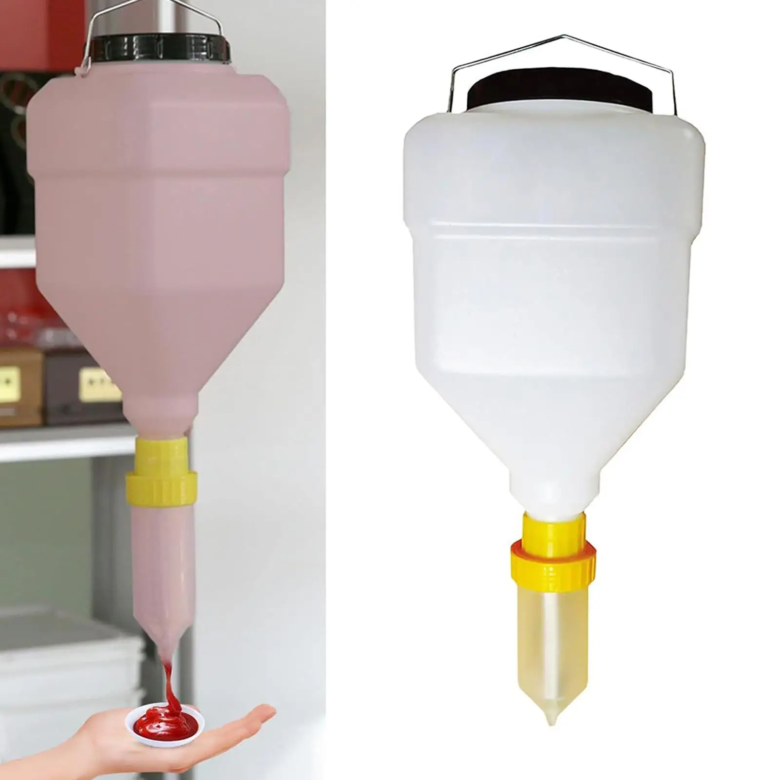 5.5L Sauce Bottle Squeeze Bottle Hanging Sauce Dispenser Large Diameter Sauce Squeeze Bottle Hanging Sauce Dispenser