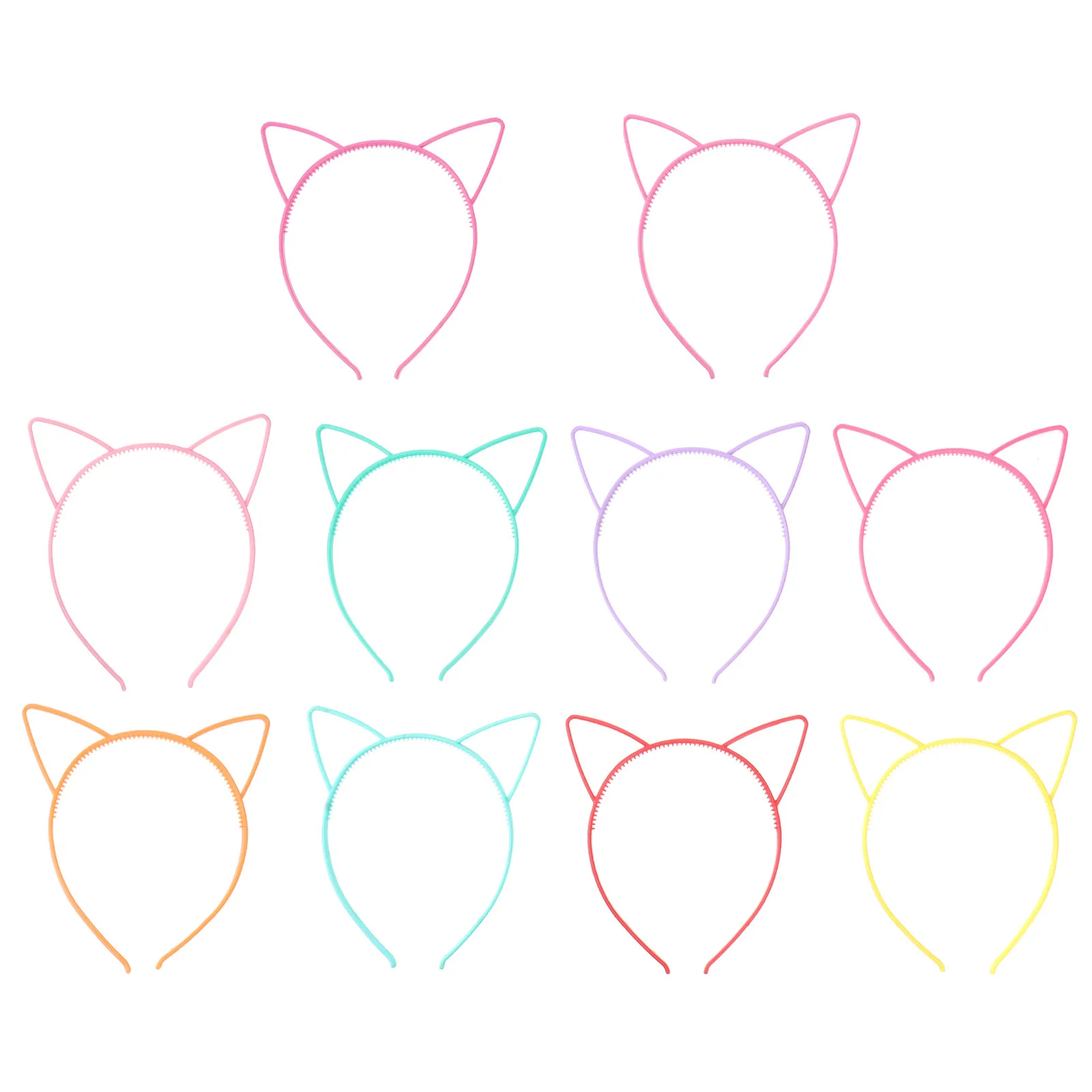 10Pcs Cat Ear Headband Plastic Cat Bow Hairband Hair Hoop Women Makeup Party Costume Hair Hoop Women Headband
