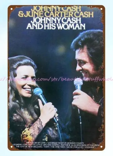 house interior 1973 Johnny Cash and His Woman June Carter Cash metal tin sign