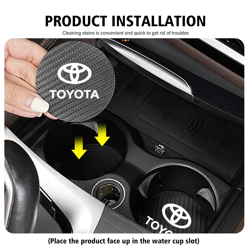 2 قطعة كوستر جلدية مكافحة الضوضاء وسادة للكوب الماء وسادة لتويوتا كراون GR كورولا يارس Aygo بريوس كامري أوريس أفينسيس 4 عداء #5