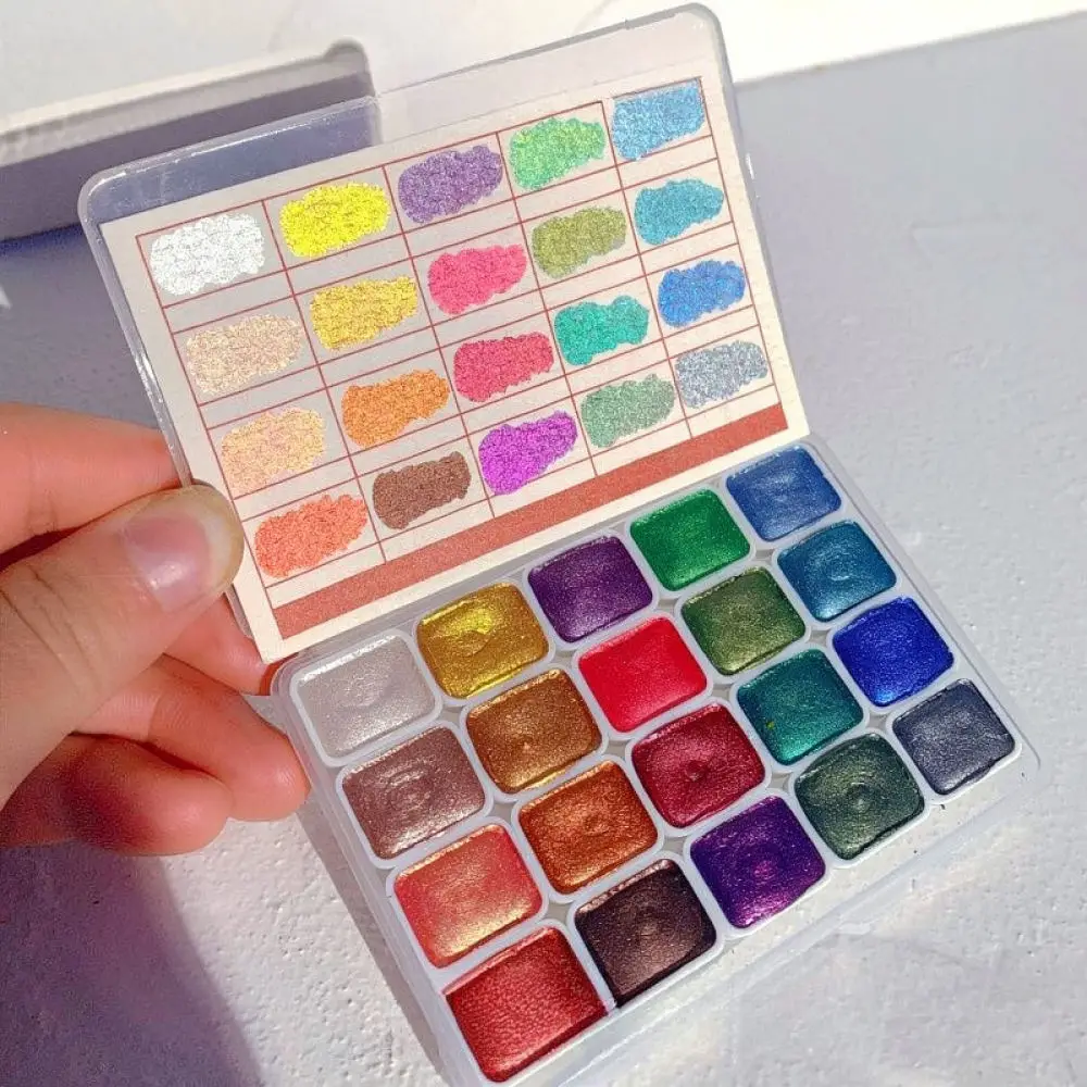 Concentrated Metallic Watercolor Solid Set Pearlescent Pigment For Traditional Chinese Painting Nail Art Craft Supplies