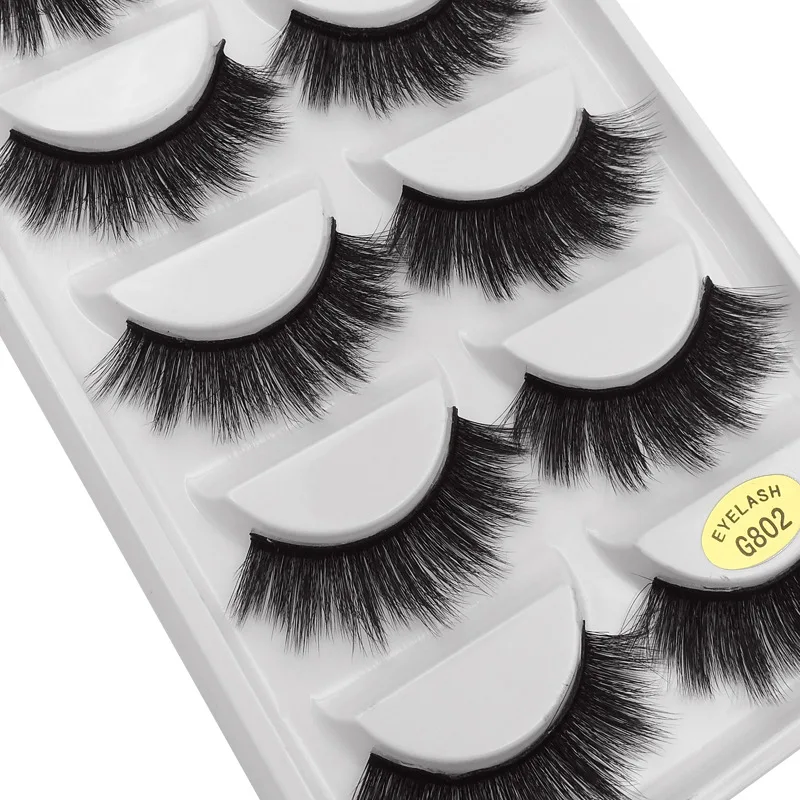 5 Pairs 3D Mink False Eyelashes H13, Soft Eyelash Extension Natural Eyelashes Makeup Lashes Wholesale G800, G806
