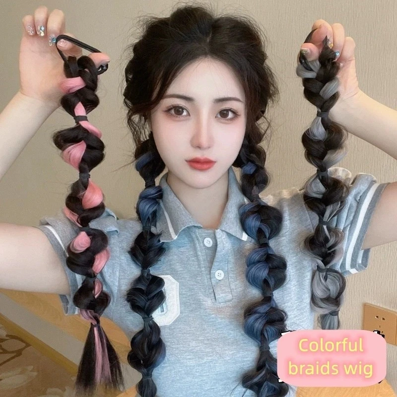 Women Ponytail Wigs New Fashion Hair Bands Korean Style Colorful Braid Wig Headband Women's Hair Accessories Female Headwear