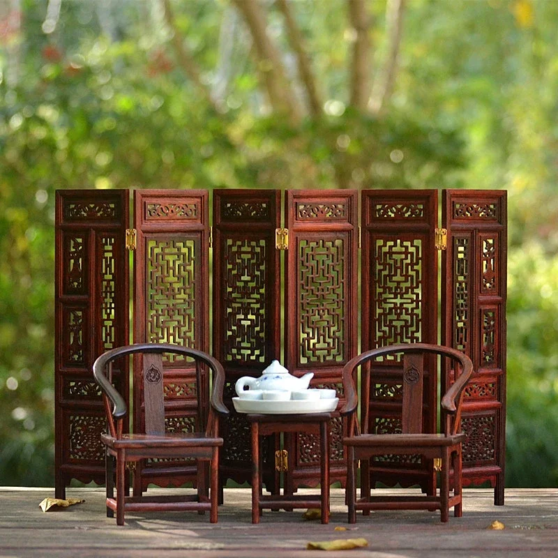 

Red rosewood miniature furniture model, mahogany mini solid wood chair ornament, armchair, official hat chair, screen doll house