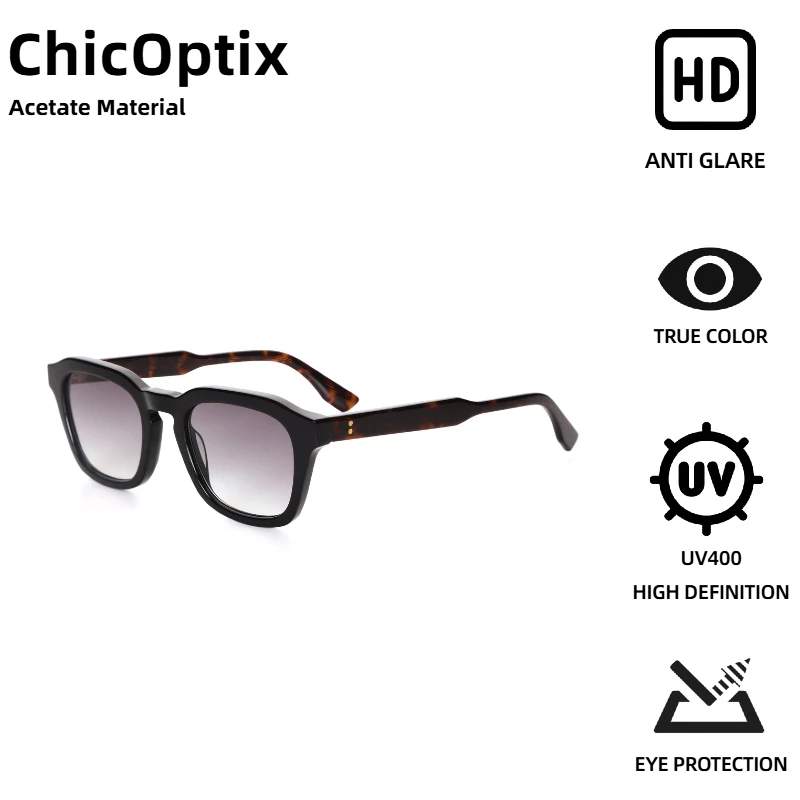 

ChicOptix ретро корейские модные женские солнцезащитные очки винтажный дизайн с заклепками прямоугольные мужские ацетатные солнцезащитные очки UV400 нейлоновые линзы