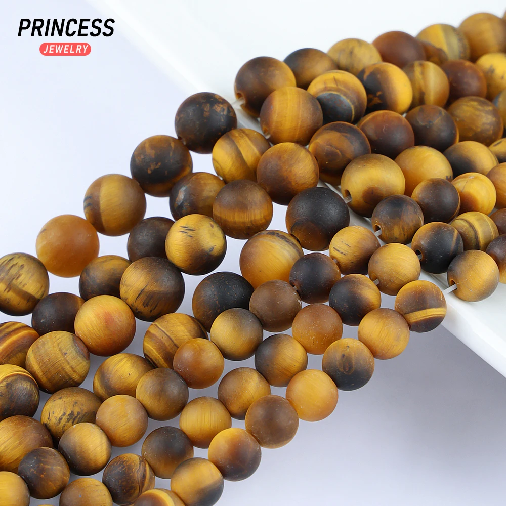 

A++ Natural Matte Brown Yellow Tiger Eye Loose Beads for Jewelry Making Bracelets Earrings Necklace DIY Accessories 6 8mm