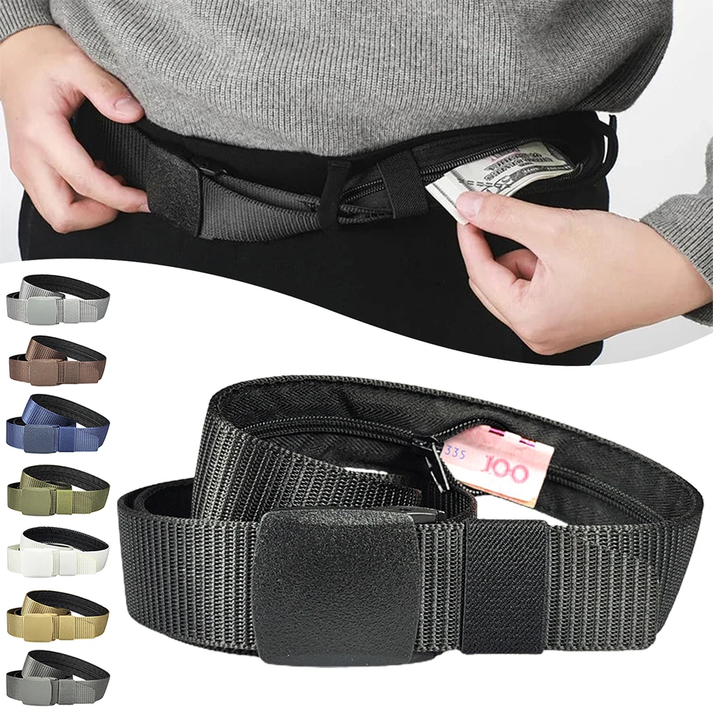 Zipper Money Wallet Belt For Men Anti-theft Cash Belt Width 3.8cm Women Casual Zipper Wallet Belt Hidden Pocket Waistbelt