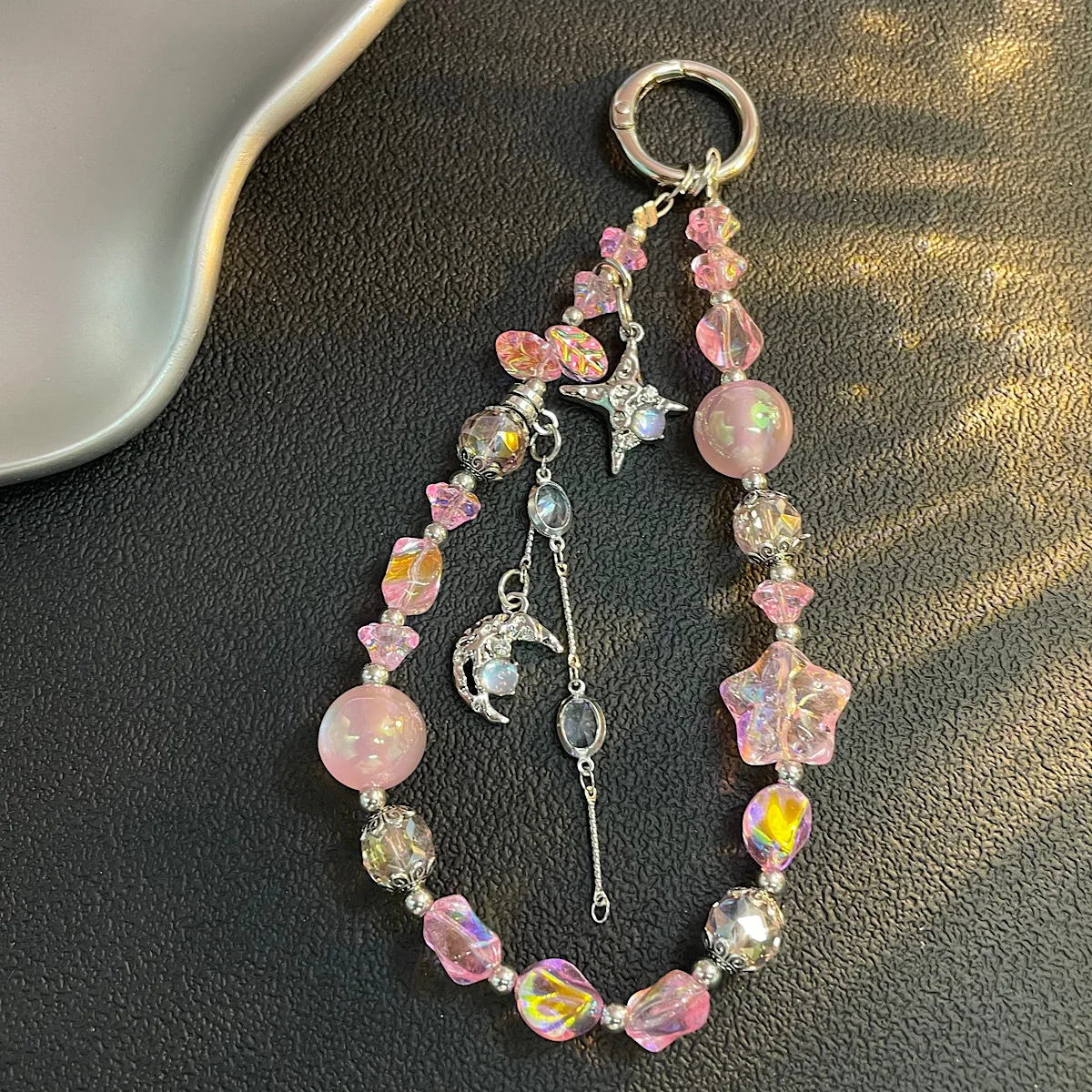 

Mobile Phone Lanyard, Dreamy Starry Sky Crystal Bead Bracelet, Women's Instagram Boutique Handmade Fashion, Wrist Pendant, Chain