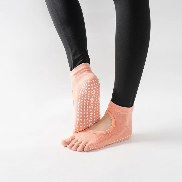 Frauen rücken freie Fünf-Zehen-Yoga-Socken rutsch feste Baumwolle Damen tanzen Balletts ocken öffnen halb atmungsaktive Fitness-Sports ocke für Pilates – Detail 10