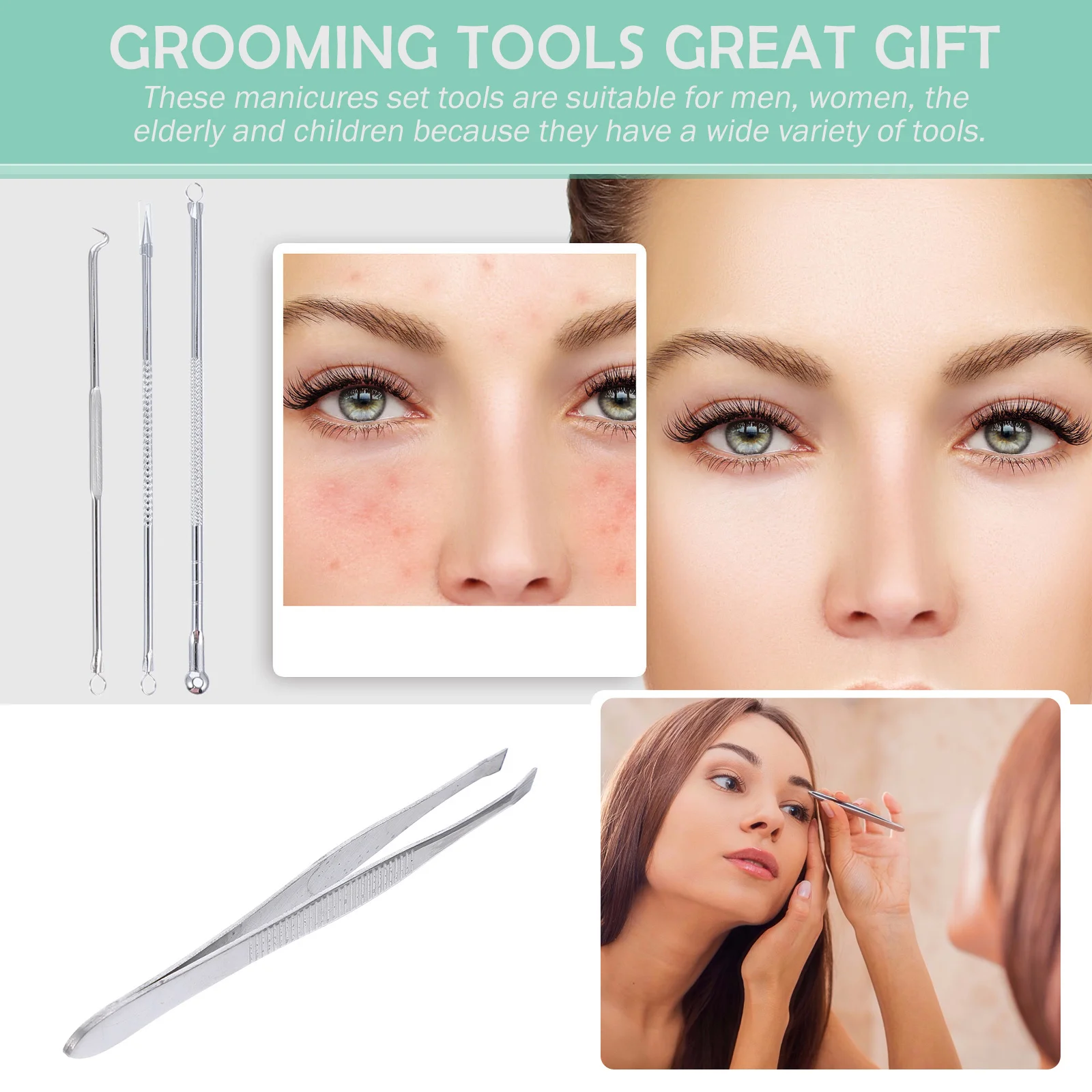 26개 구성 매니큐어 도구 세트 전문가용 페디큐어 세트 컴팩트 경량 휴대용 모든 연령대용 선물 매니큐어 도구