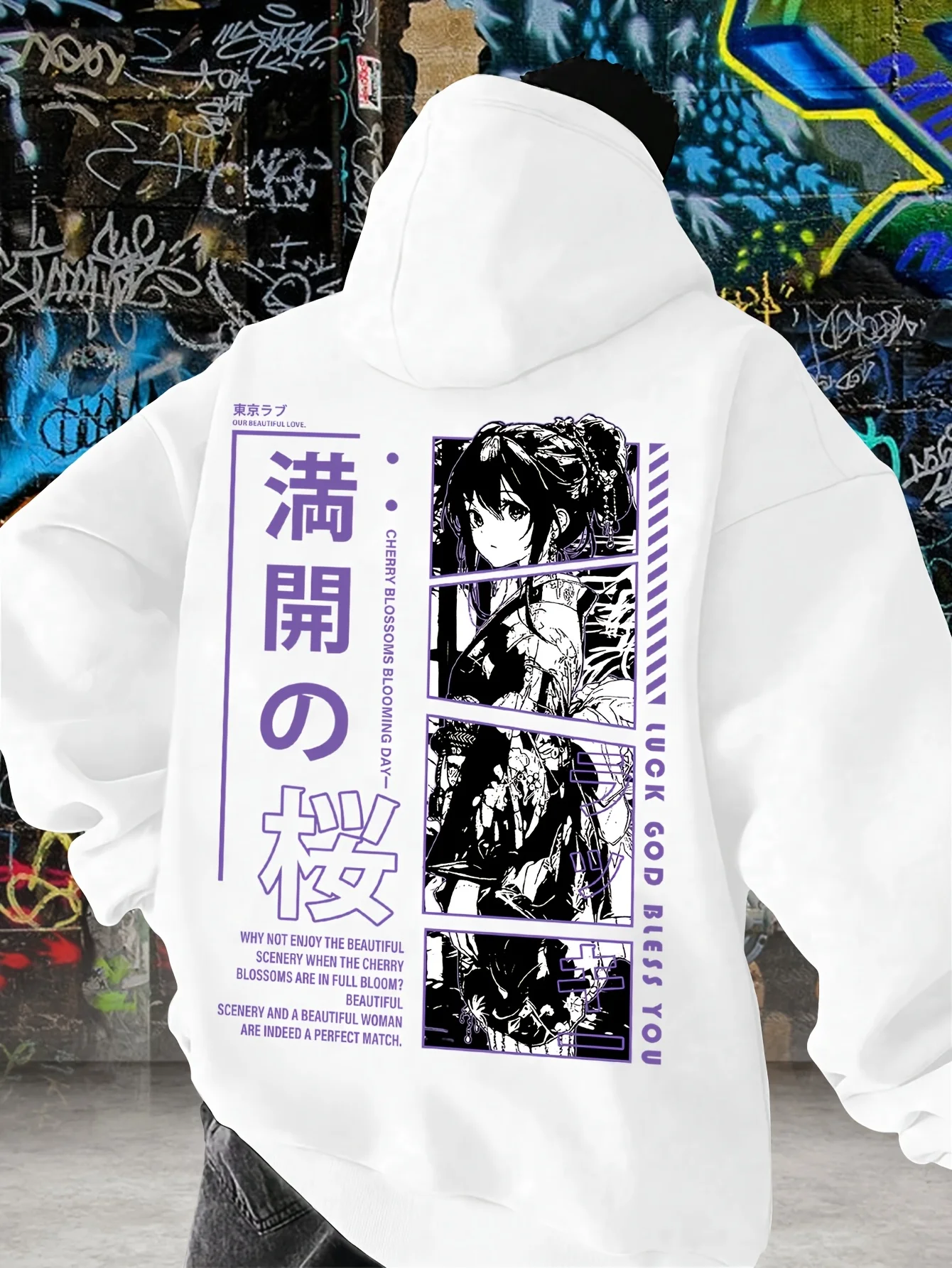 Fashion Cartoon Print Men Hooded Sweatshirt Autumn Winter Daily Outdoor Sports Loose All Build Fitness Leisure Warm Street Style