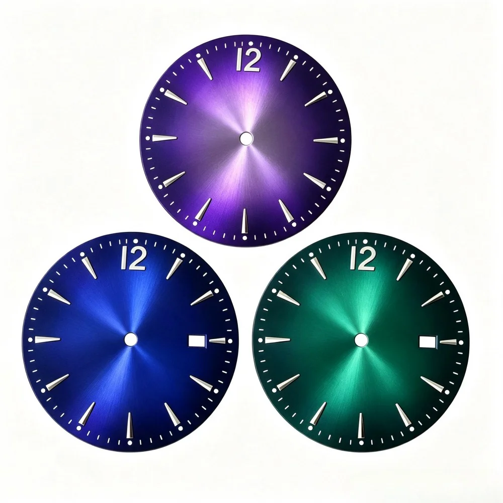 34.8mm Sunburst Watch Dial for NH35 NH36 Automatic Movement Replacement Case Mod Parts 12 Arabic Numeral Markers