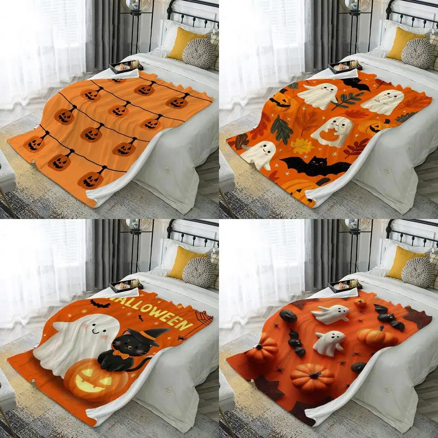 

Хэллоуин Jack-o'-lanterns фланелевое покрывало из микрофибры одеяло для спальни, гостиной, дивана, мягкое и удобное украшение для дома