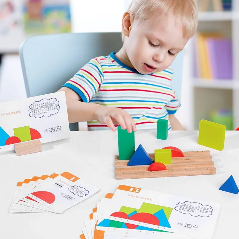 3D Color Shape Recognize Toys Sets Building Blocks  Early Educational Bricks Wooden Stack Block Sets Gifts for 