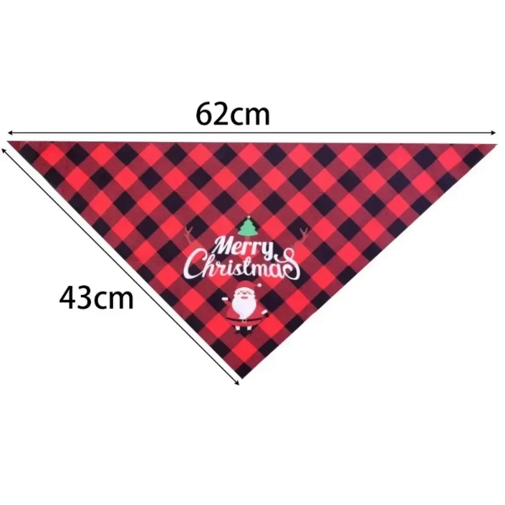 Bandanas College de Noël pour animaux de compagnie, grande écharpe de dessin animé, bavoir à grille rouge et verte, accessoires de toilettage pour