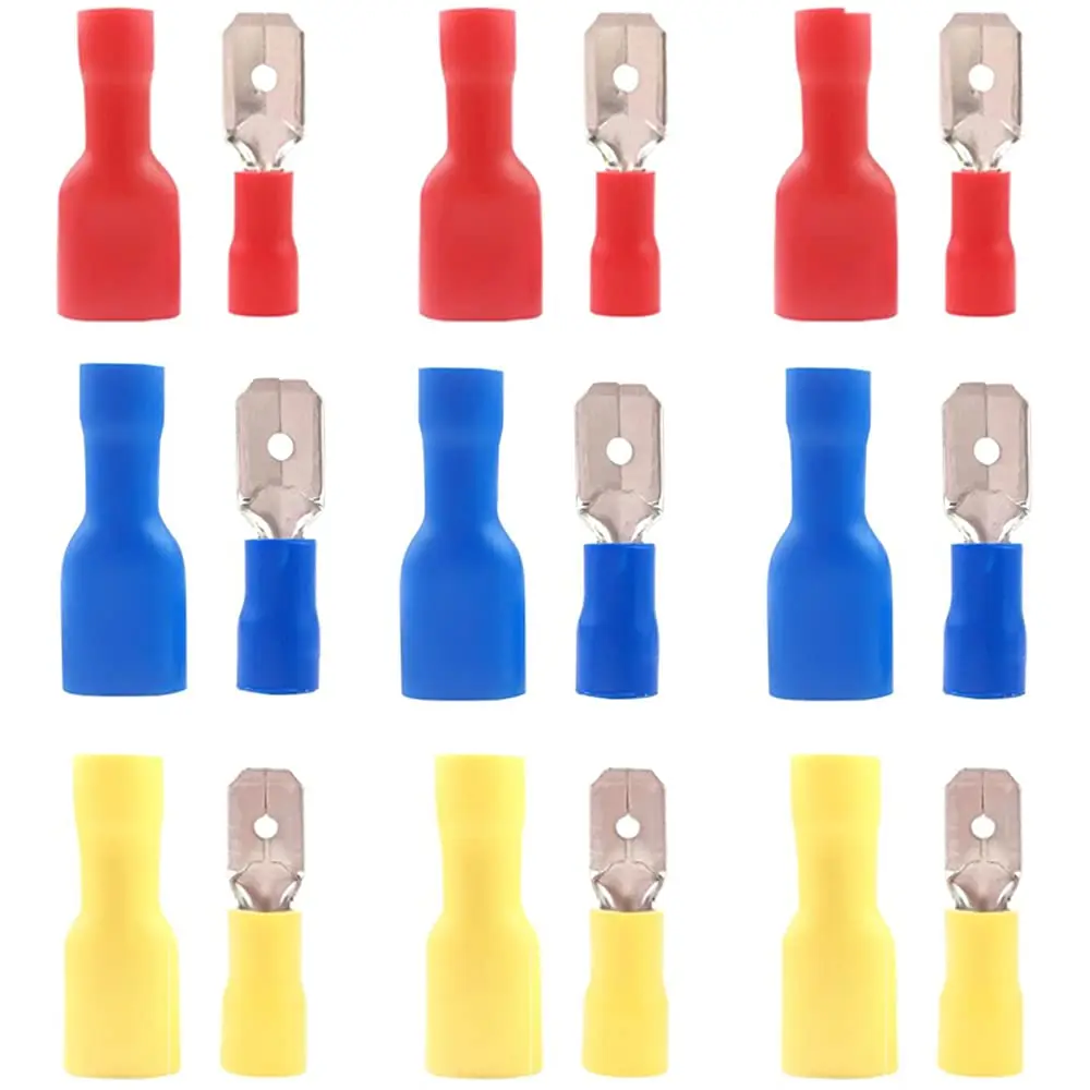 100pcs Male & Female Quick Disconnects Insulated Spade Wire Connector Electrical Crimp Terminal Quick Splice Wire Terminals