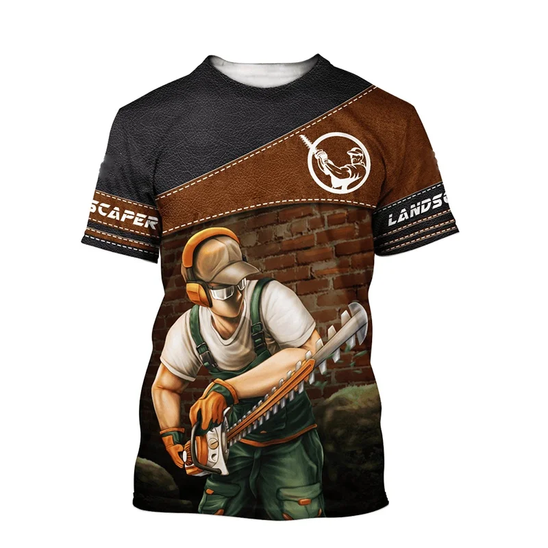 Camiseta con patrón de arquitecto de paisaje para hombre, camisetas de manga corta con estampado 3D de jardinero, camisetas Unisex de moda, camisetas de cuello redondo de calle
