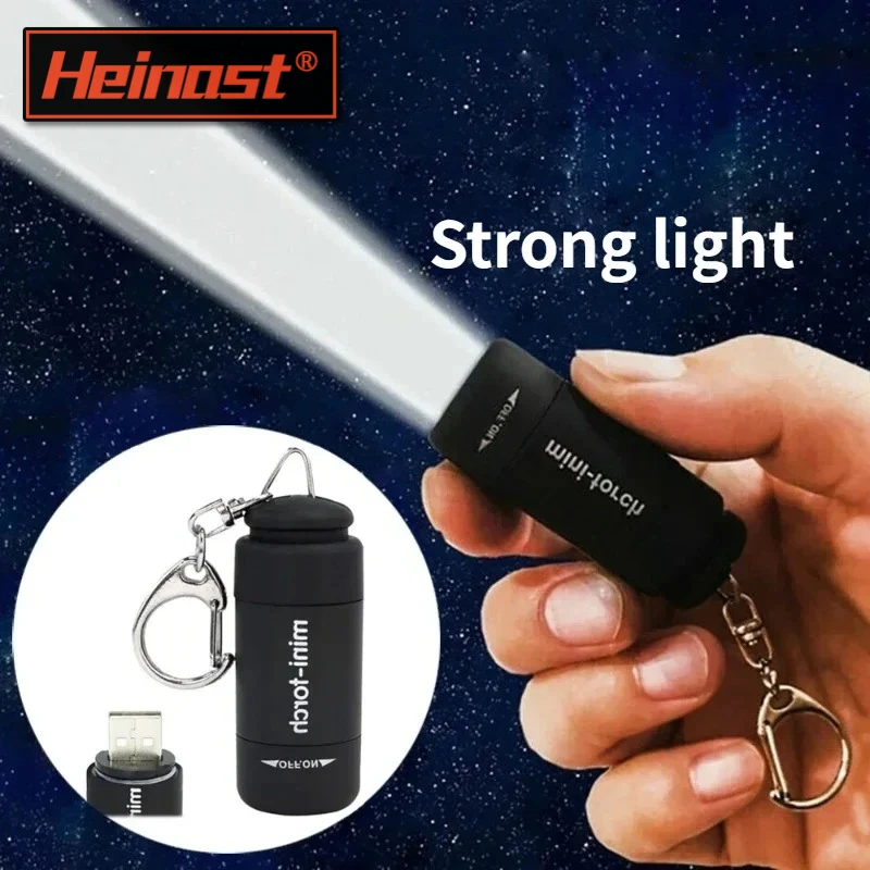 Pocket Keychain Flashlight Waterproof Outdoor Hiking Camping Mini FlashlightUSB Rechargeable LED Multifunctional Strong Light