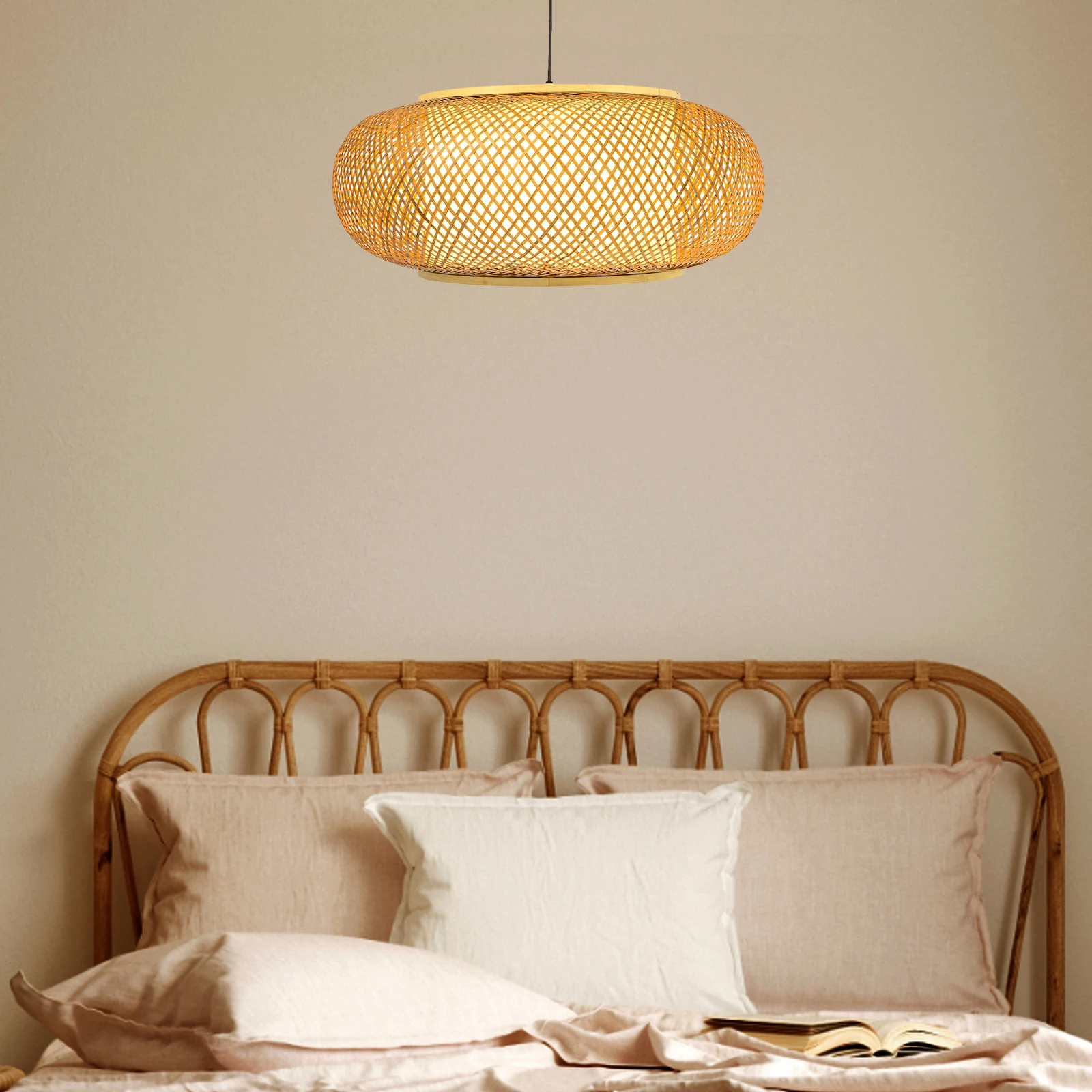 

Bamboo Rattan Woven Pendant Light Chinese Style Lantern Lighting Fixture Knitted Hanging Lamp Hotel Pendant Lamp Home Chandelier