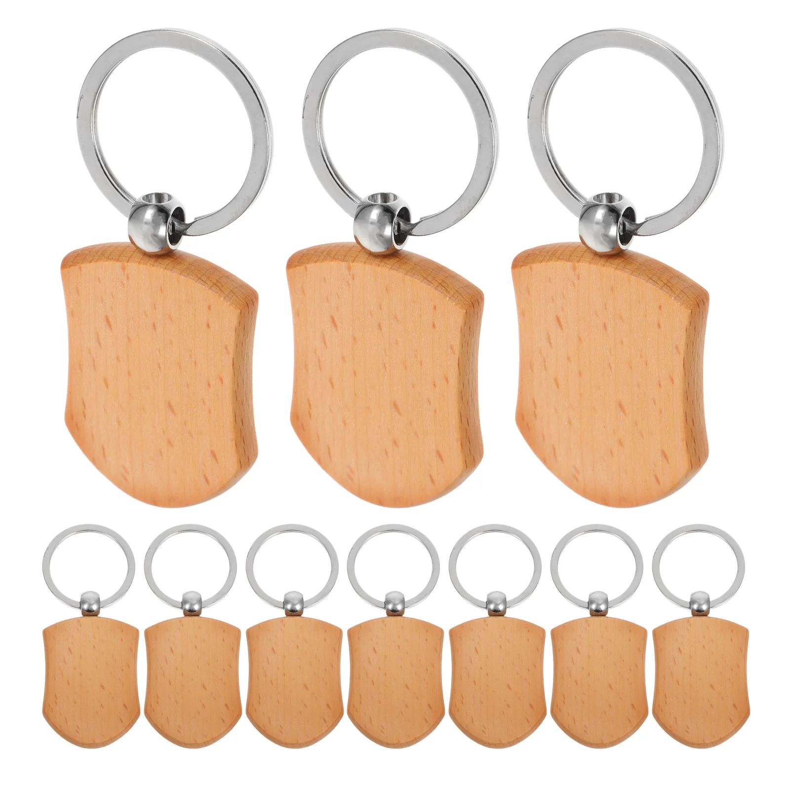10 Uds. Llaveros de madera, adornos de rebanadas en blanco, foto de mascota, sublimación en blanco, escudo Diy, decoraciones colgantes grabadas, suministros para manualidades