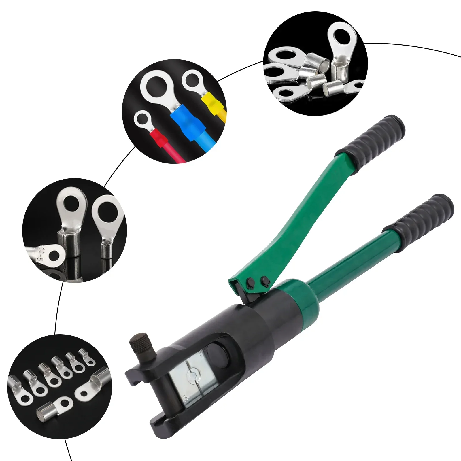 

%a 12T Hydraulic Crimping Plier Steel Rope Cable Wire Crimper Tool YQK300 Yellow/Green/Red/Blue