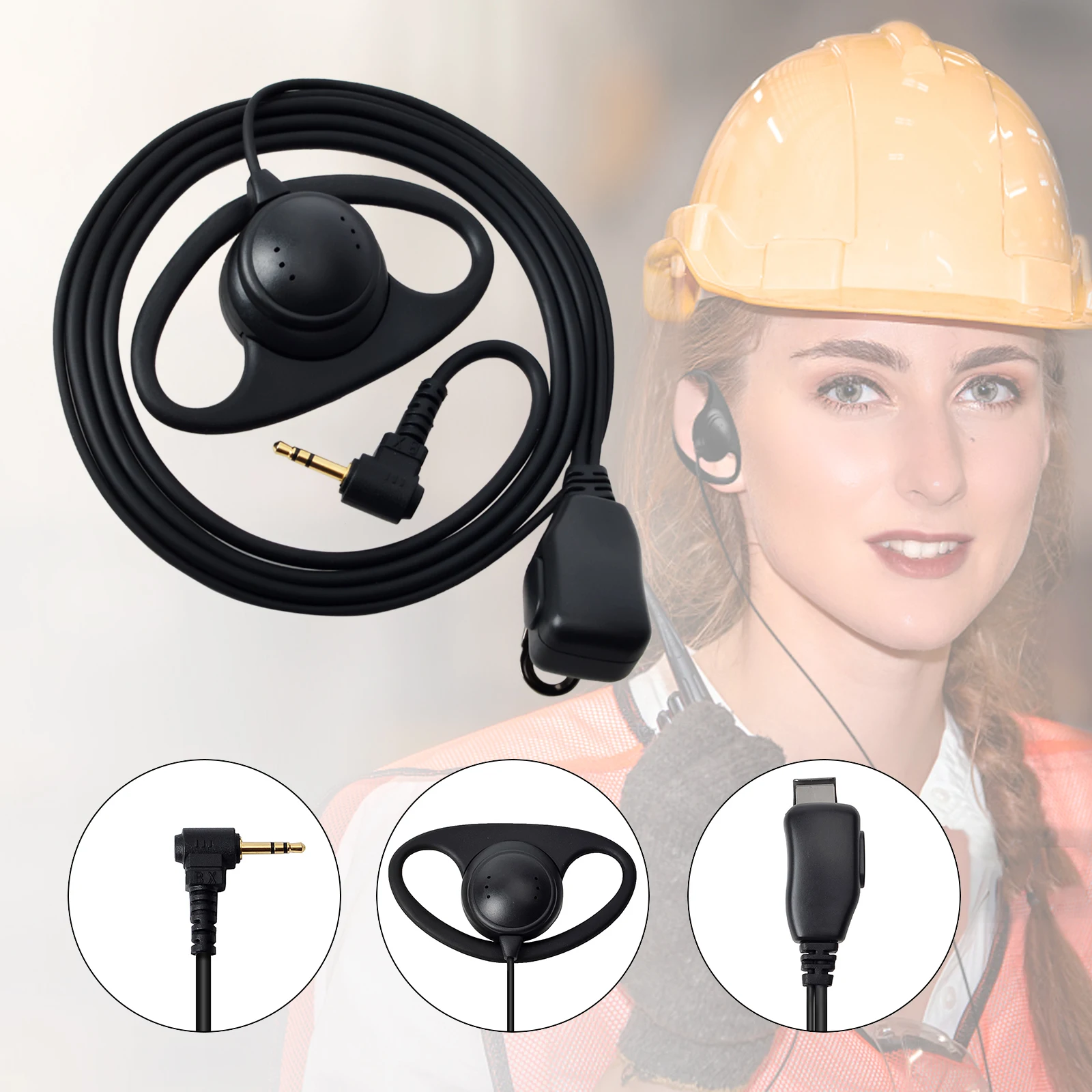 1 دبوس سماعة أذن لاسلكية على شكل حرف D مع ميكروفون متوافق مع راديو موتورولا TLKR T6 T7 T8 T9 T60 T61 T80 T81 T92 H20