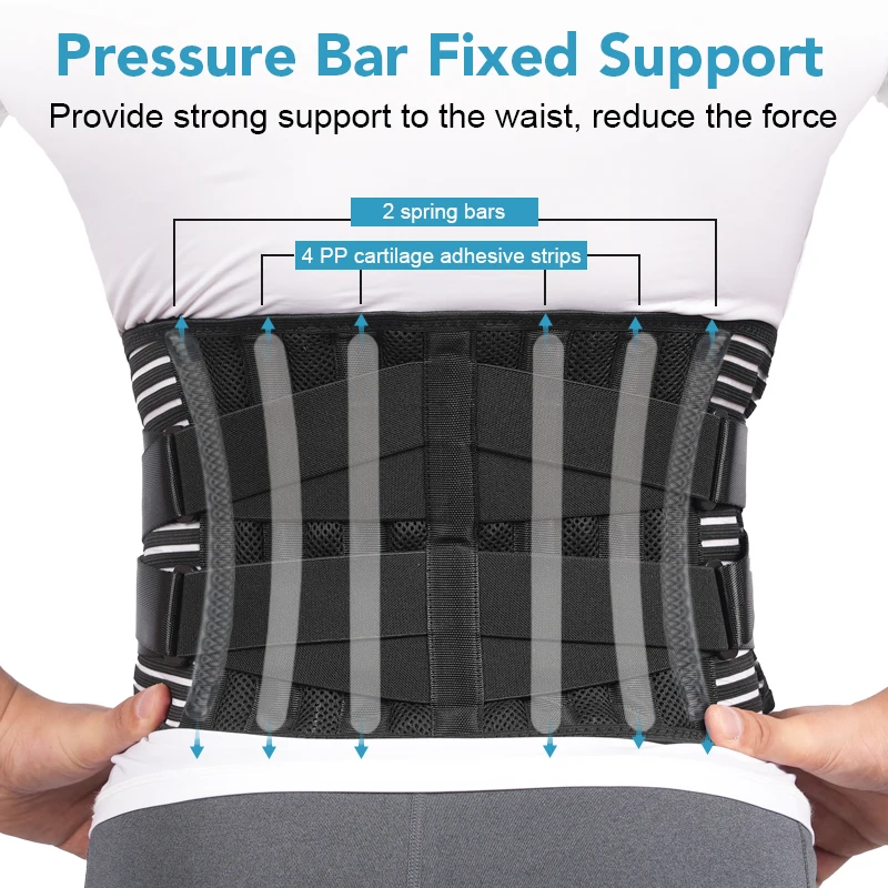 Back Braces for Lower Back Pain Relief with 6 Stays Breathable Back Support Belt Anti-skid Lumbar Support Belt with for Sciatica