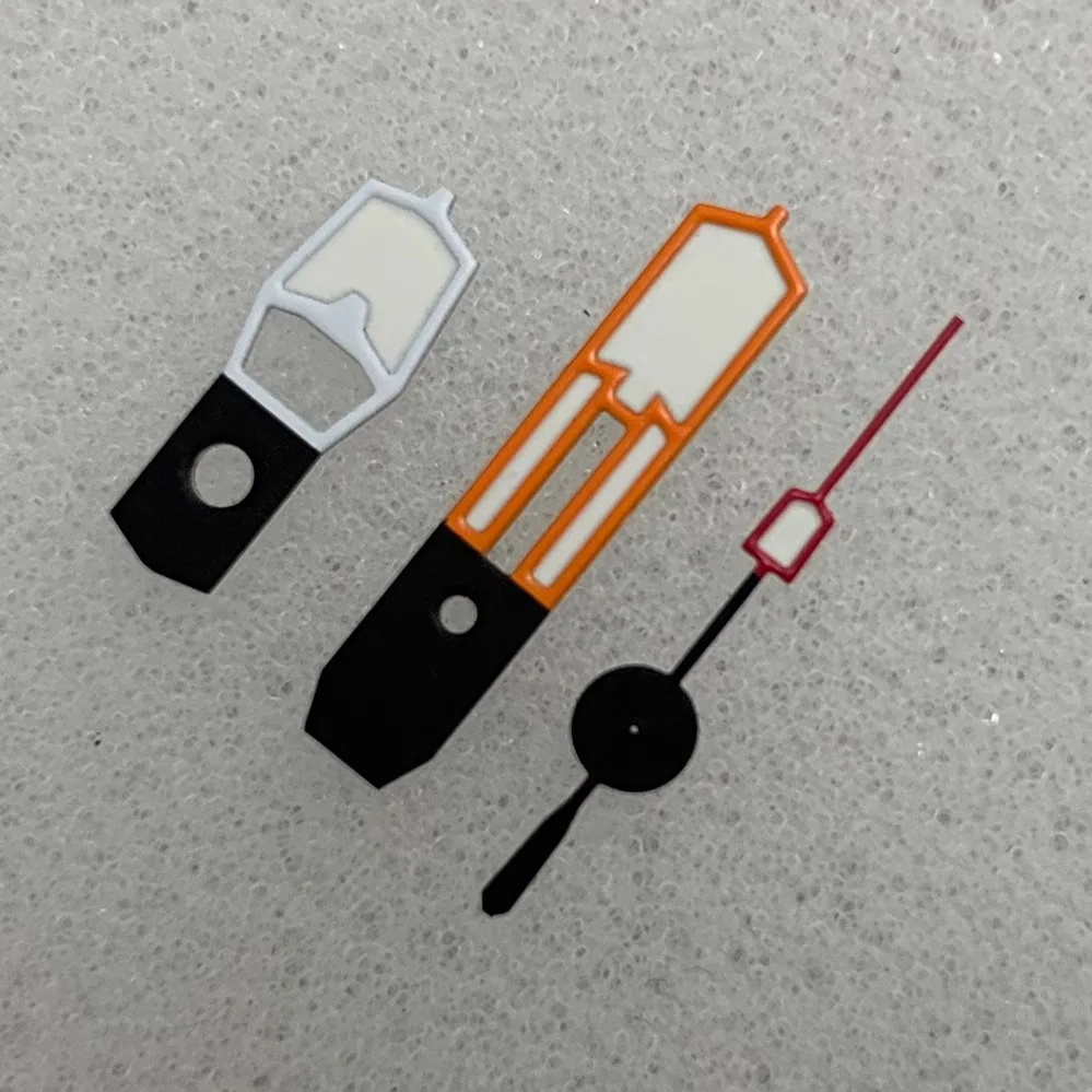 Modified watch accessories: orange, red and white, color-blocked hands, green luminescent hands, suitable for NH35/36/4R7S movem