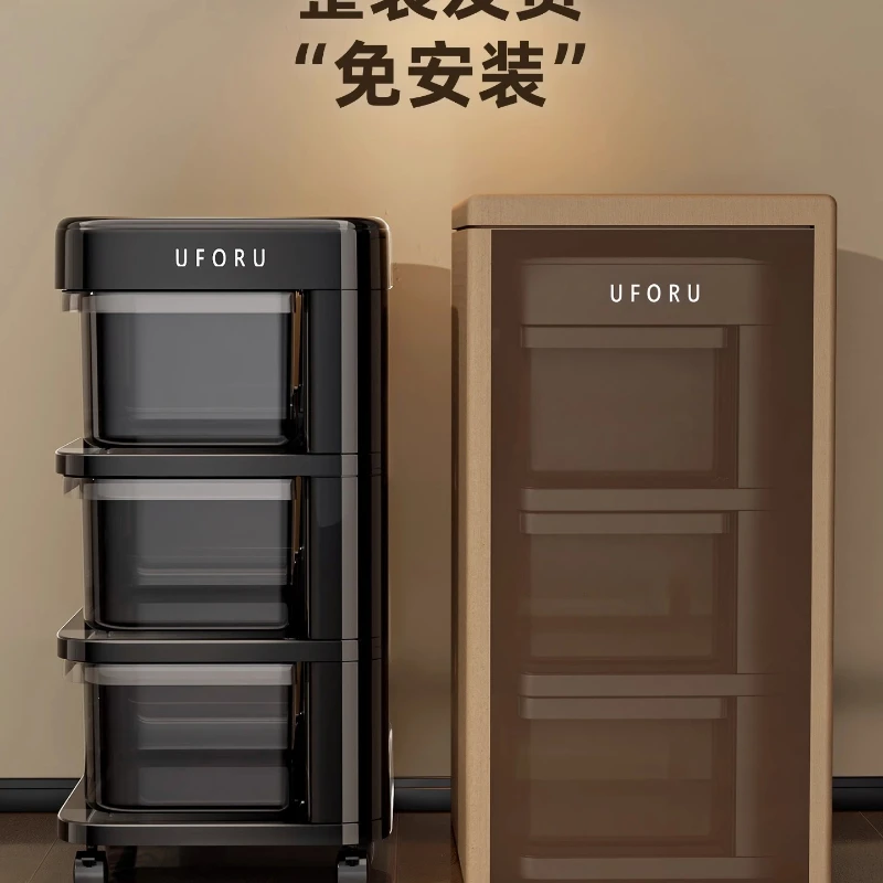 رف تخزين بعجلات صغيرة على الطراز العتيق لا يتطلب التجميع وخزانة تخزين الوجبات الخفيفة وأثاث درج خزانة جانبية لغرفة المعيشة #3