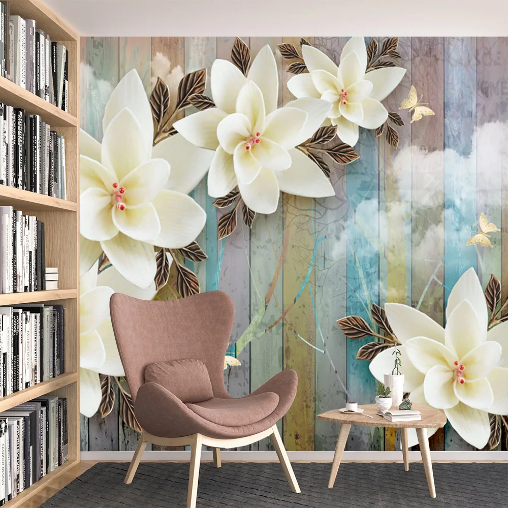 Removable Wallpapers Peel and Stick Accept for Bedroom Walls Floral Wood Design Contact Wall Papers Home Decor Wallpapers Mural