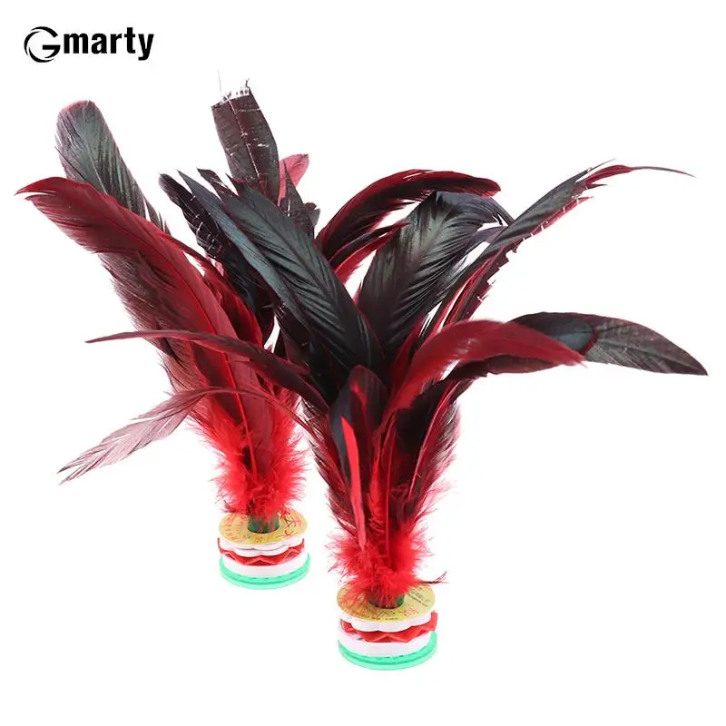 2pcs Feather Jianzi Colorful Feathers Shuttlecock Portable Foot Kick Handwheel Feather Shuttlecock Fitness Entertainment