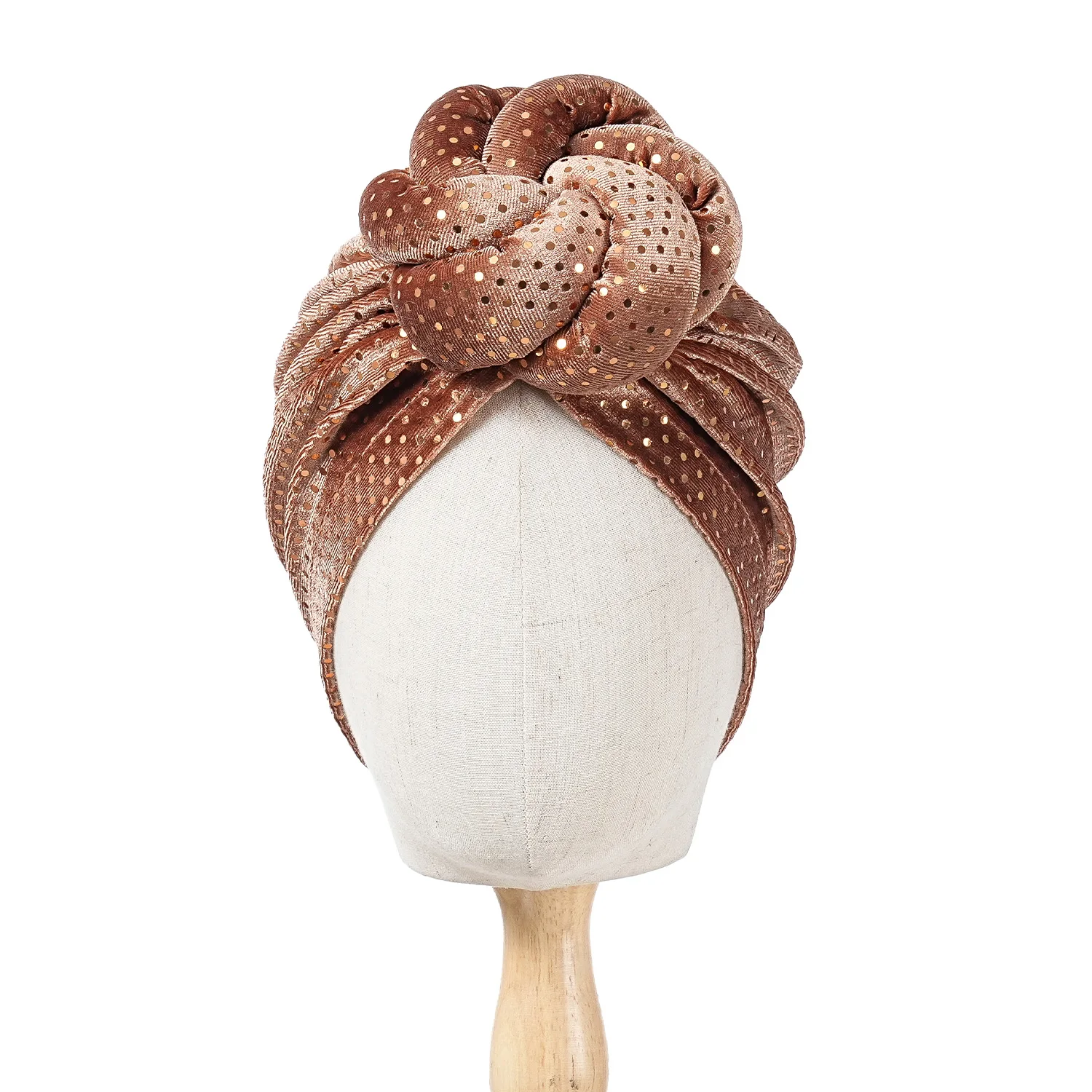 Mütze für Damen, Turban, gefalteter Bud-Exquisite-Kopftuch, lässig, bequem, modisch, vielseitig, warm, Kreuzmütze, Rand, Falten, Spitze – Detail 8