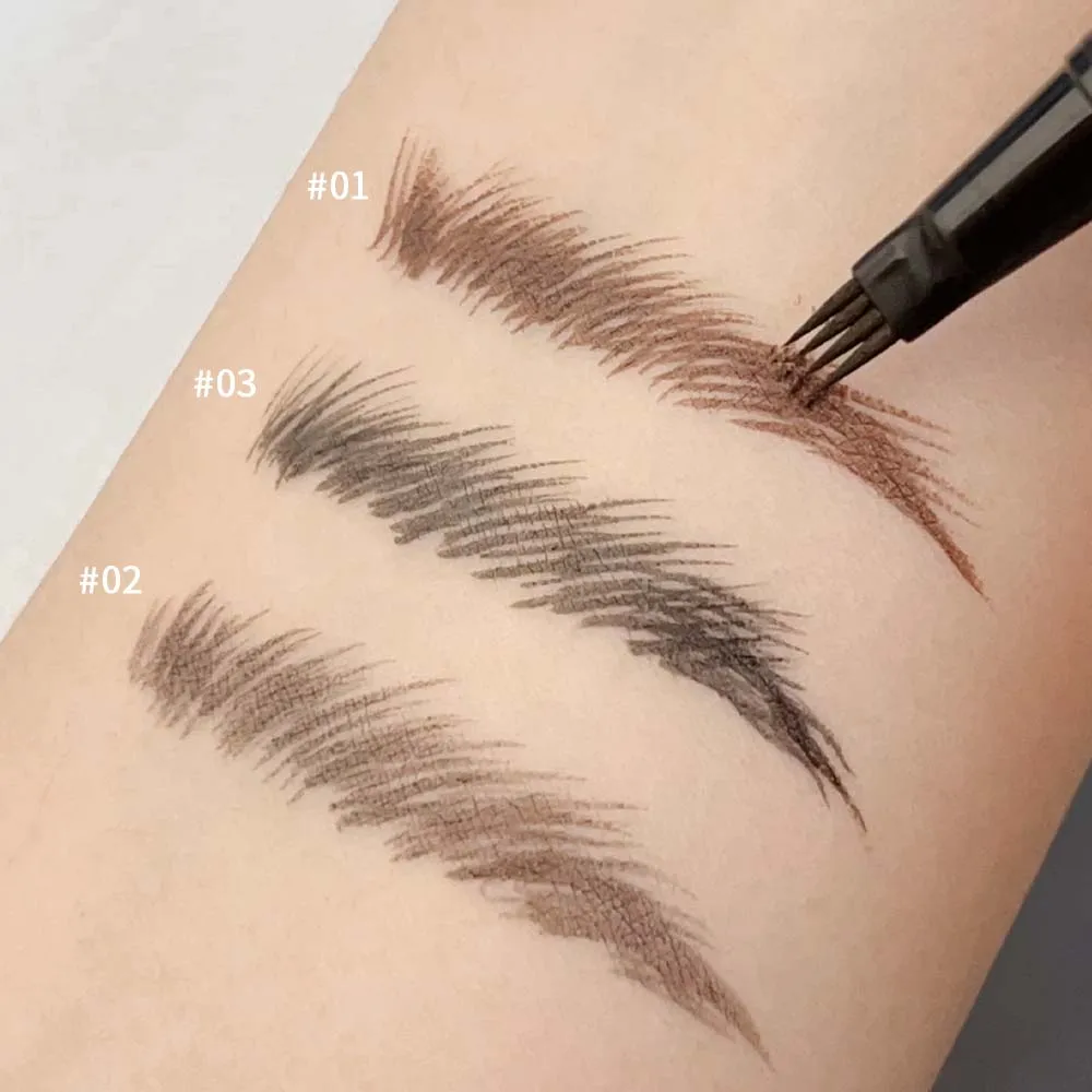 Microblading 4 Forks Eyebrow Pen Waterproof Liquid Wild Brow Tattoo Pencil Long Lasting Natural Lower Eyelash Eyeliner Cosmetics