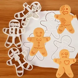 Halloween 2024 Cookie Cutter Plastic 3D Cartoon Pressed Gingerbread Man Stamp Embossing Tool DIY Mold Cake Decorating