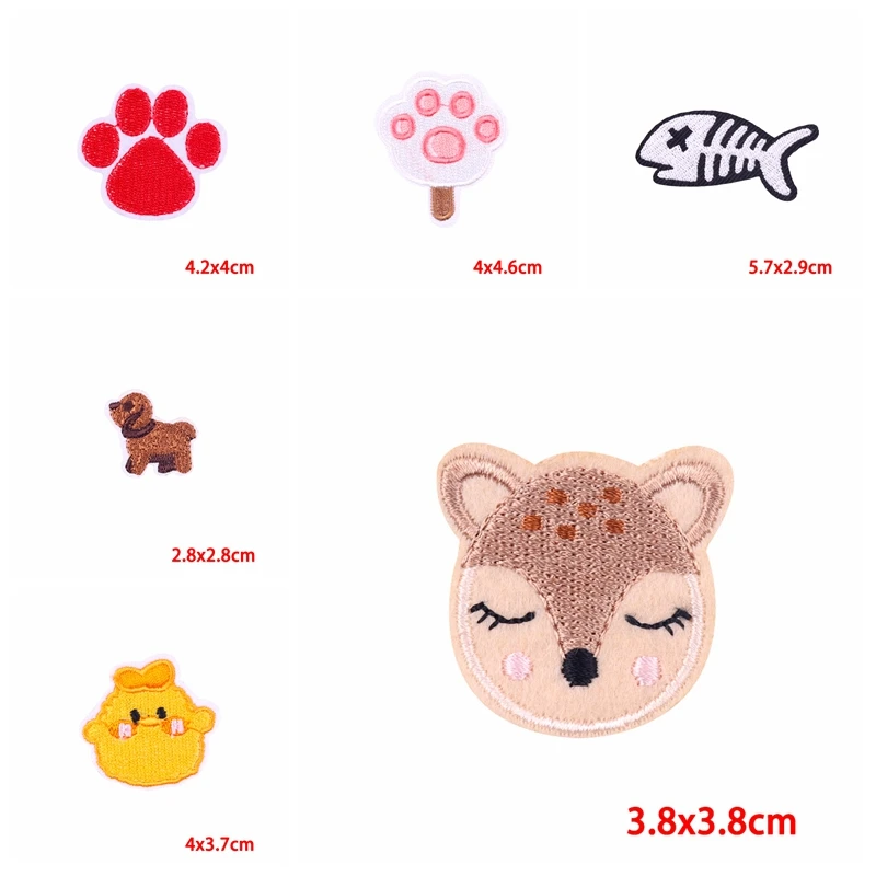 10Pcs Cartoon Cat Patch Rabbit Embroidered Patches Iron On Patches For Kids Clothes Applique Animal Patch  For Clothing Sew DIY