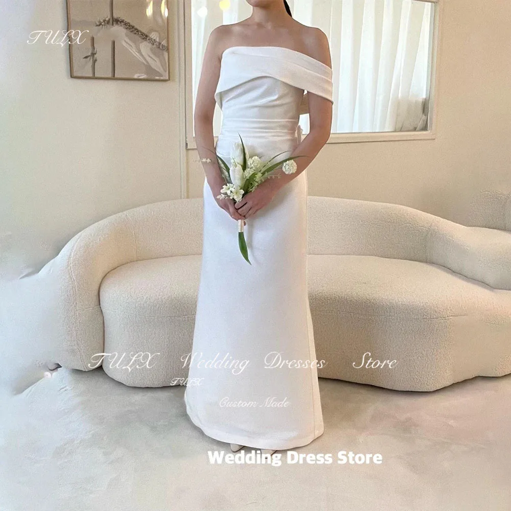 

TULX Elegant A Line Korea Wedding Dress Photo Shoot One Shoulder Satin A Line Floor Length Bridal Gown Corset Back 웨딩드레스 Custom