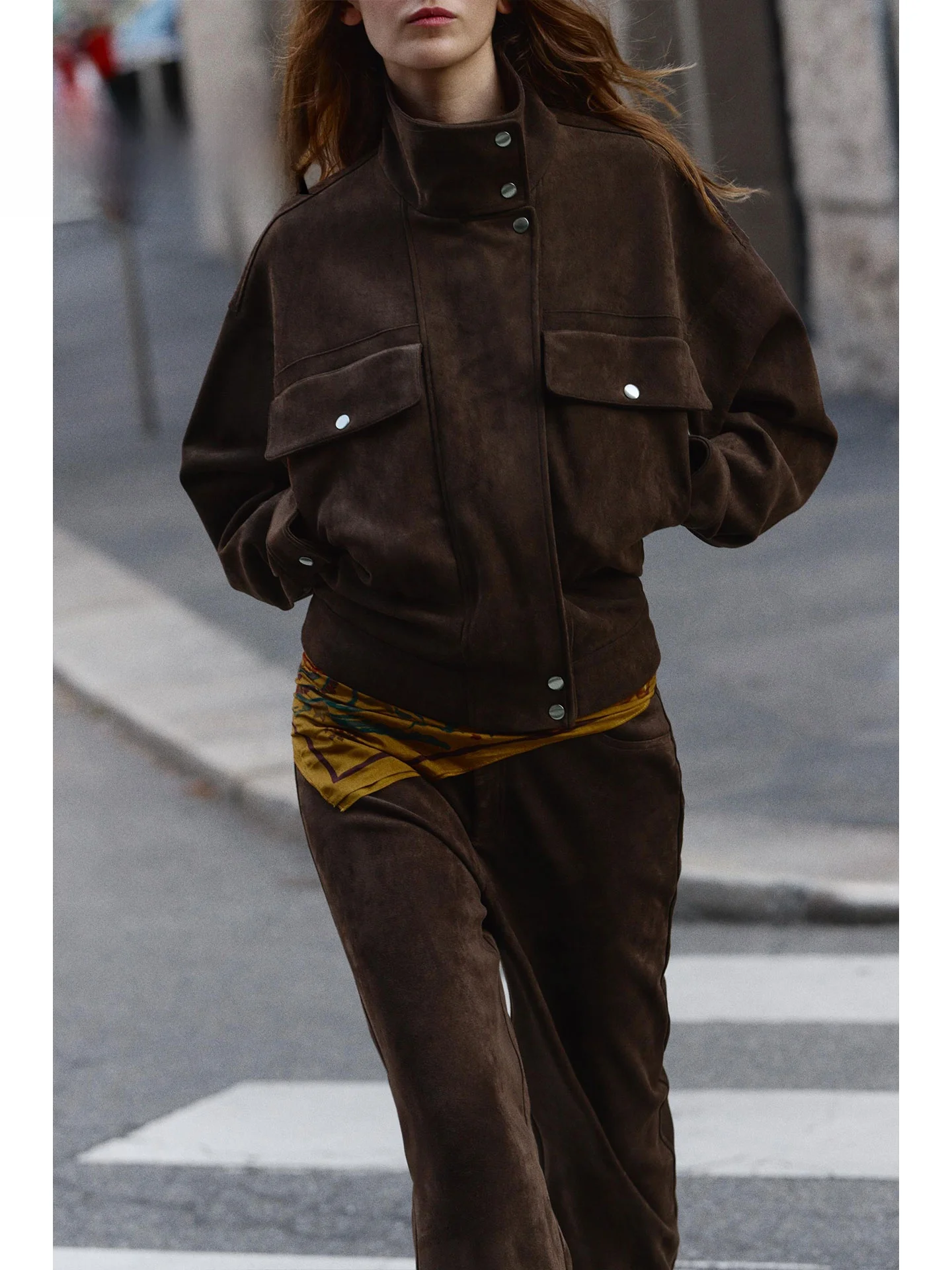 

ZAPRHA American Sle из искусственной кожи с эффектом свободного пилота, женское повседневное длинное пальто на пуговицах све, осеннее новое поступление