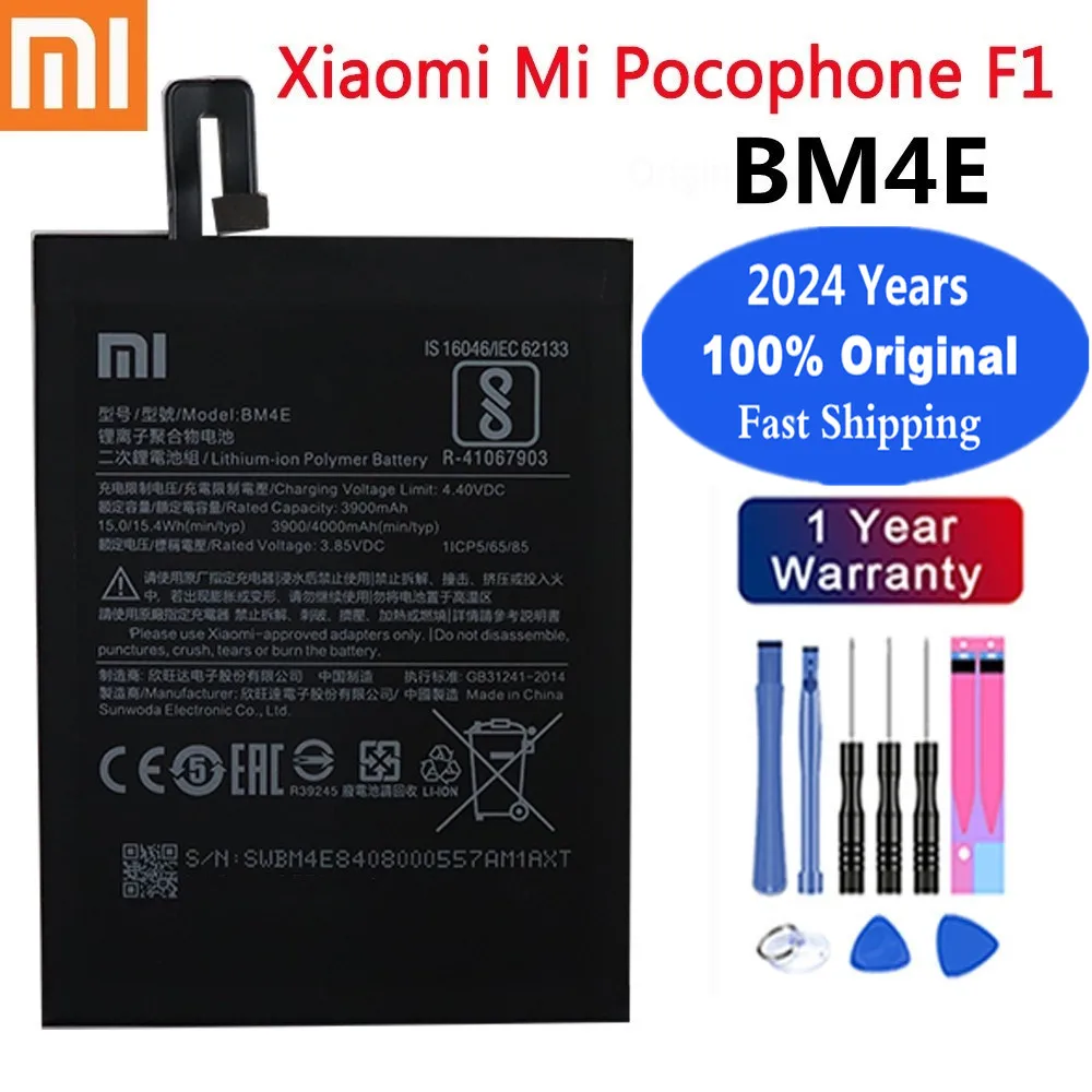 2024 Years Xiao mi Original Battery BM4E For Xiaomi MI Pocophone F1 poco F1 4000mAh Replacement Phone Battery Fast Shipping