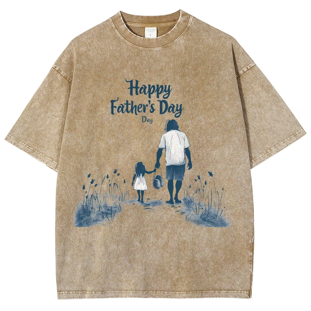 

Father's Day 2024 Summer Women's T-Shirt Fabric Hot Selling Washed Denim Oversized Crew Neck Short Sleeve Fashion Design Top Men