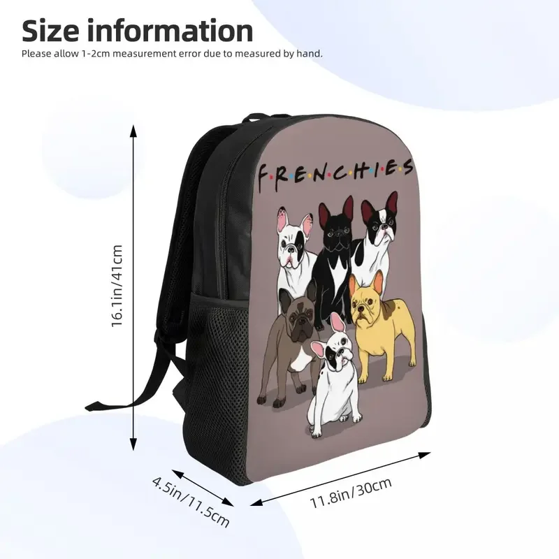 Mochilas divertidas de Bulldog Francés para hombres y mujeres, Bolsa Escolar impermeable con estampado de animales, perro universitario