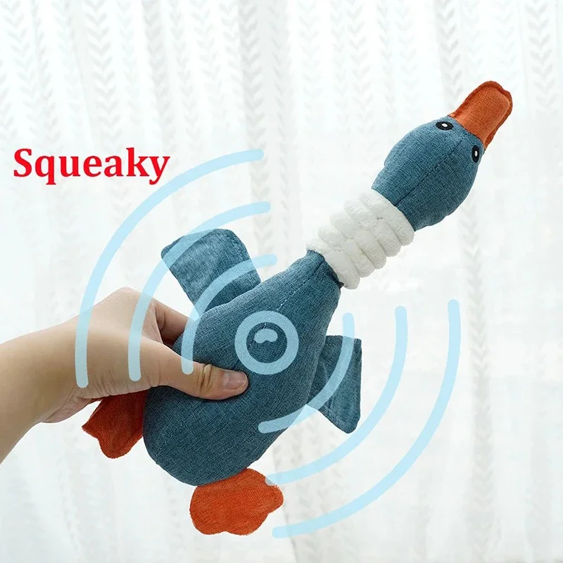 Cute Dog Plush Toys Pet Duck Squeak Toy for Puppy Sound Wild Goose Chew Toy for Small Middle Large Dogs Teeth Cleaning Toys