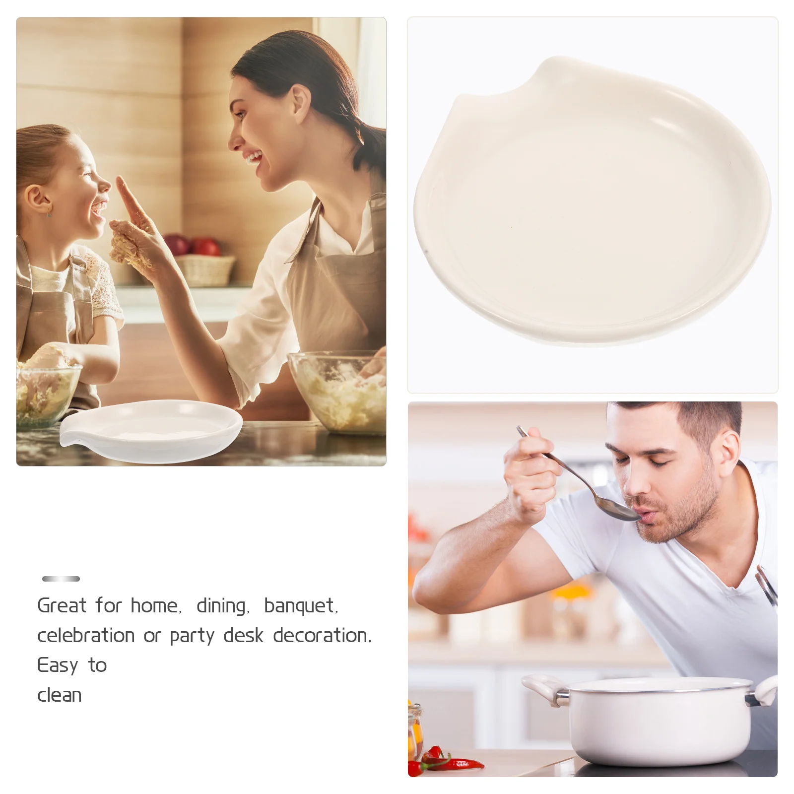 

Spoon Rest Ceramic Material Smooth Surface Elegant Dinner Scoop Holder Home Banquet Party Decoration Essential