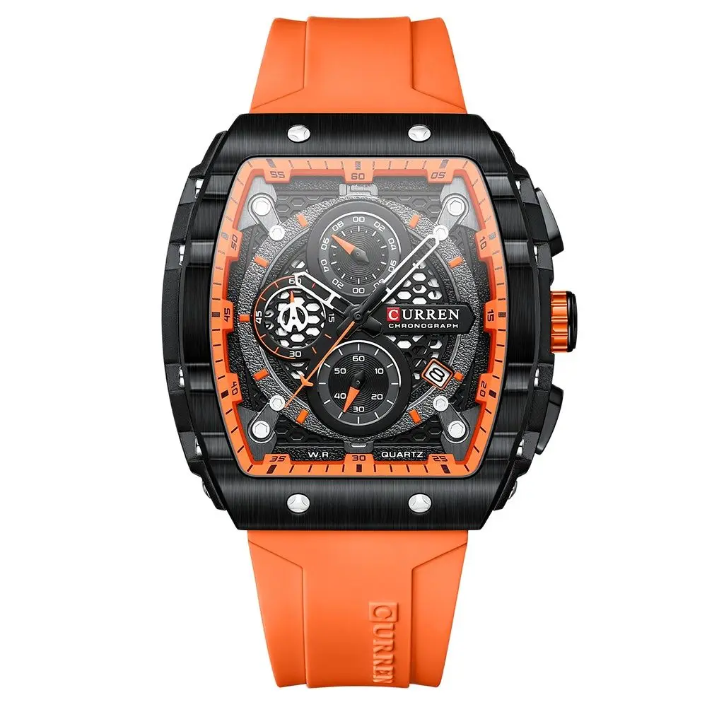 CURREN Neue Modemarke Herren-Armbanduhren Sport Chronograph Quarz Silikon-Armband Uhren Wasserdicht Leuchtende Zeiger Uhr