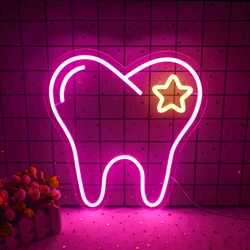 Zahn Leucht reklamen Logo rosa LED Lichter leuchten Zeichen für Zahnarzt Klinik Zahnarzt praxis USB hängen Raum dekoration Kunst Wand lampe