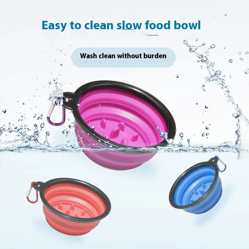 

Silicone Dog Feeder Bowl With Carabiner Folding Cat Bowl Travel Dog Feeding Supplies Food Water Container Pet