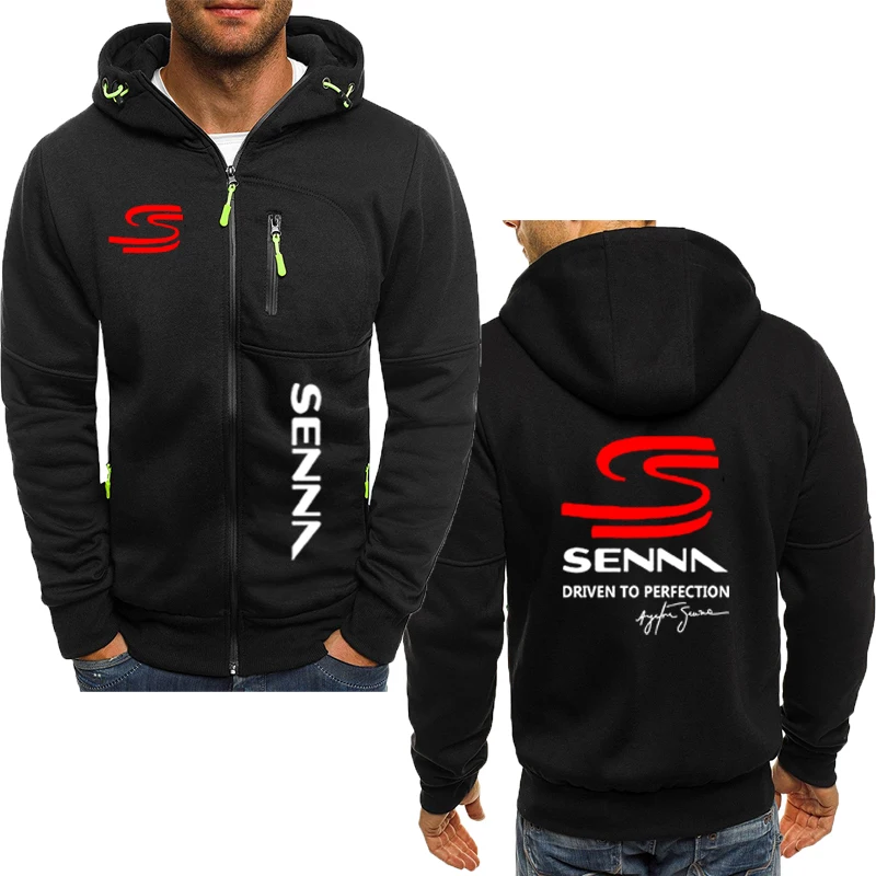 2024 Frühling und Herbst Sweatshirt Ayrton Senna Logo gedruckt Hoodie für Männer hochwertige Fleece Baumwolle Herren Kapuze Trainings anzug