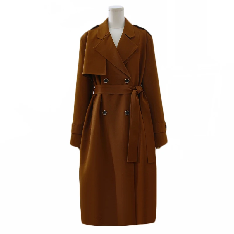 

Autumn New Brand Women Caramel Trench Coat Long Windbreaker Lady Fashion Trend Double-Breasted Slim Long New Female Trench