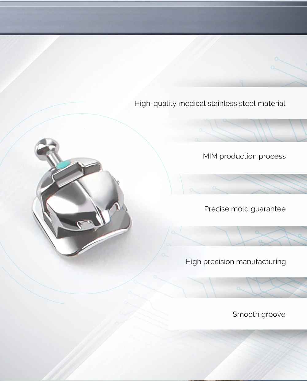 5 Boxen AZDENT Dental Bracket Kieferorthopädische Zahnspangen Sphärische kugelförmige Monoblock MIM selbstligierende Roth MBT 0,022 Bukkalröhrchen – Detail 3