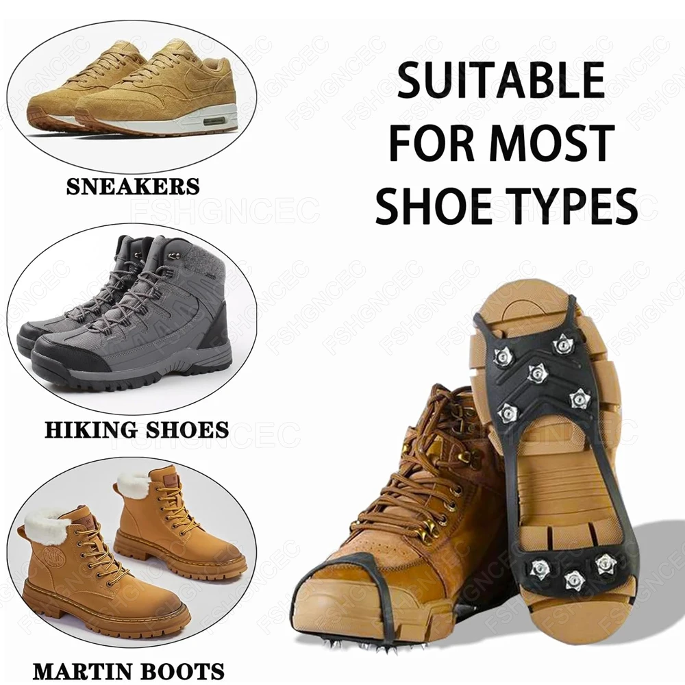 Picture 7: 1Pair Ice Gripper Spike for Shoes Winter Outdoor Anti-Slip Hiking Mountain Climbing 8 Teeth Snow Crampons Anti-slip Shoe Covers